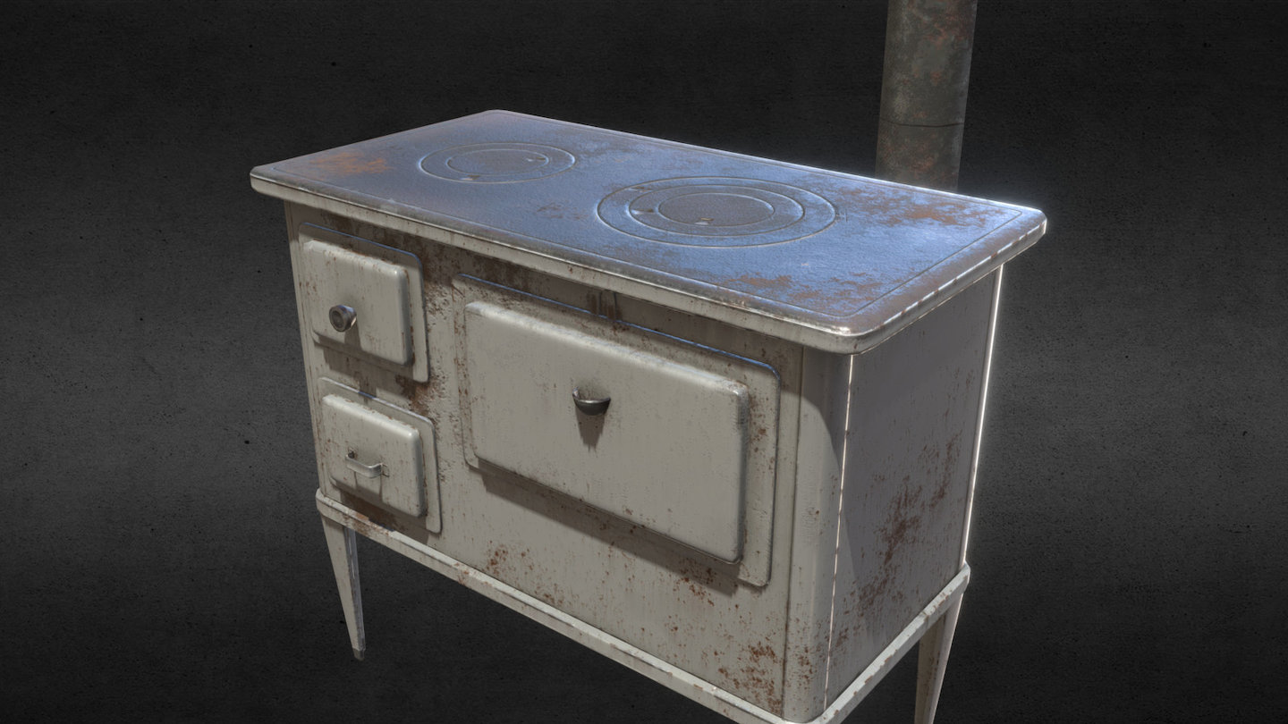 Old stove for shooter game - Old Stove - 3D model by polynochnik 3d model