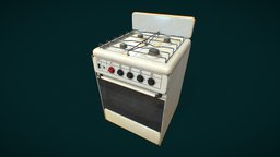 Gas stove food, baking, gas, restaurant, prop, cuisine, cook, dirt, furniture, oven, dirty, stove, grilling, metal, realistic, old, kitchen, cooking, pbr, interior