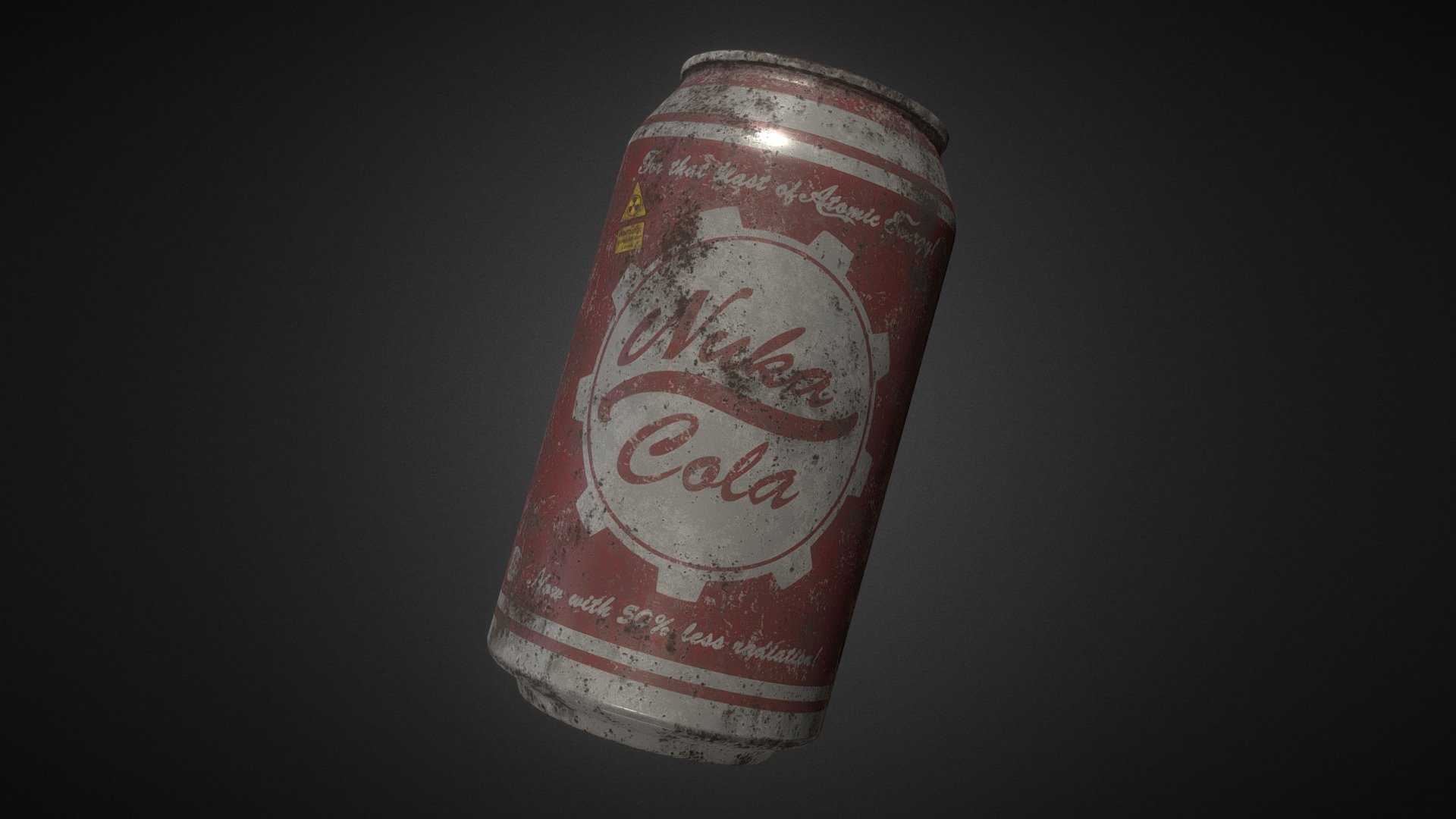 A Fallout Nuka Cola, but in a can! This was a project I did for my final week in my texturing class this month. I really enjoyed working on it, any critique is welcome 3d model