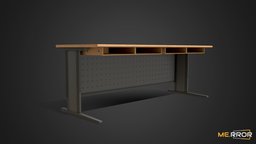 [Game-Ready] Wood Steel Drawer Desk topology, desk, ar, 3dscanning, drawer, low-poly, photogrammetry, lowpoly, 3dscan, gameasset, wood, gameready, steel, noai