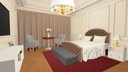 Hotel Style Room room, bed, bedroom, background, roommodel, background-objects, room-asset