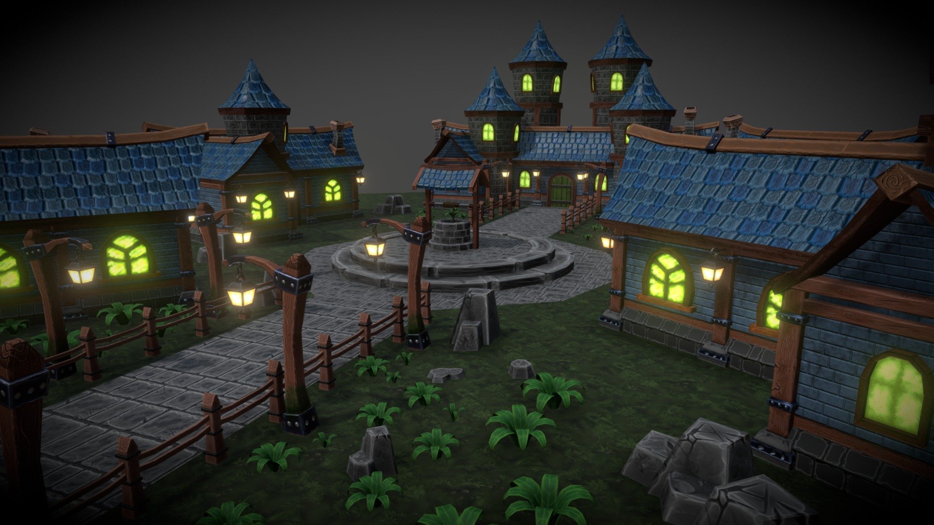 Stylised Village made with modular Assets i created for GAM280 - Fantasy Village - 3D model by JamesSP 3d model
