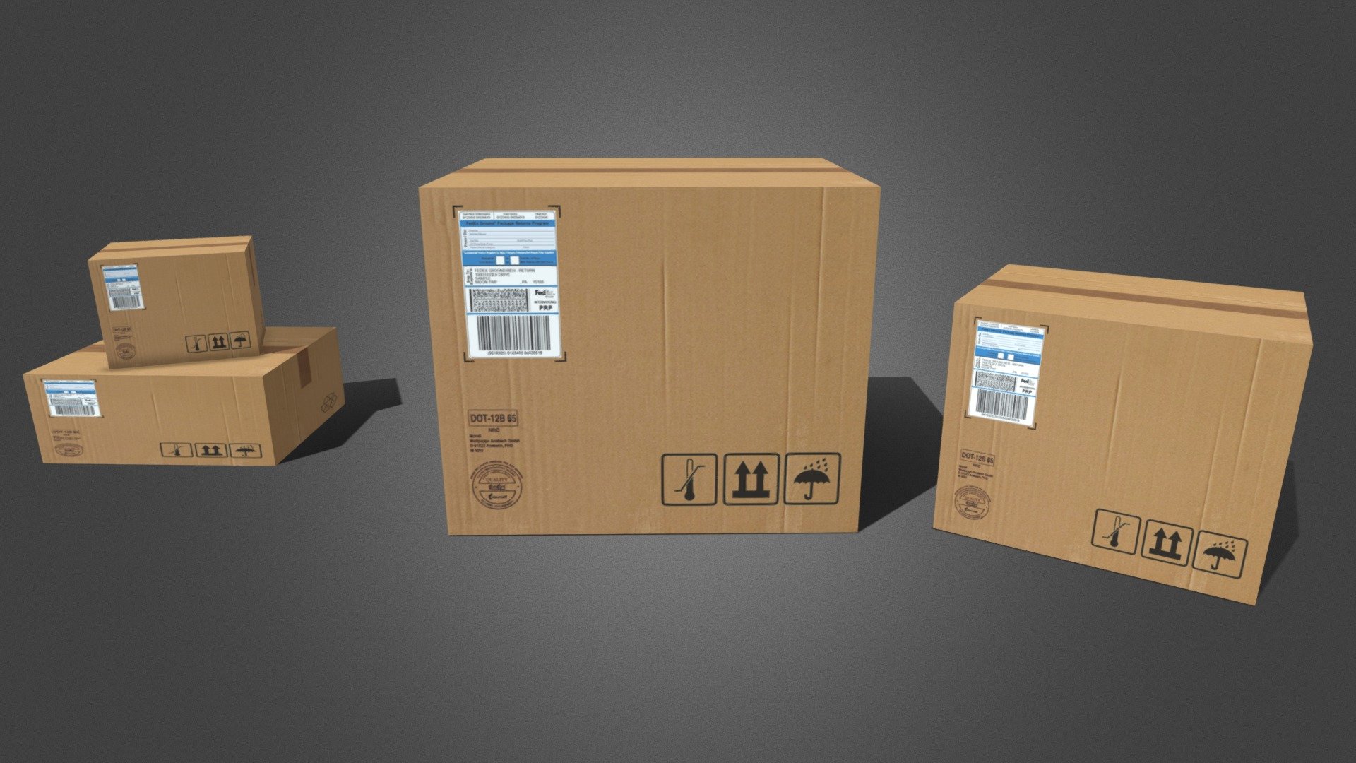Cardboard boxes made in blender - Cardboard boxes - 3D model by Rodri (@rodrigodelpozo99) 3d model