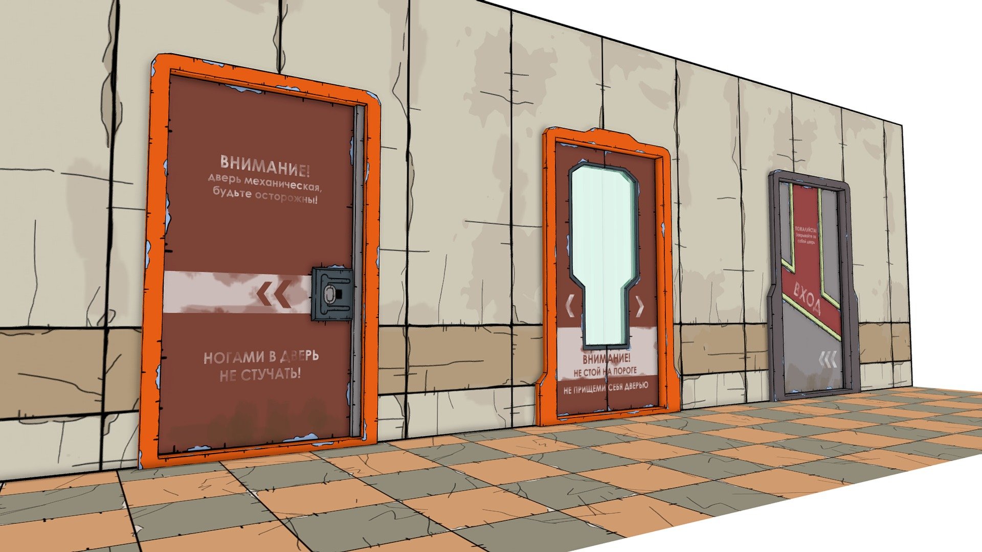 varieties of doors (concept сomics ) VR-Gamers - Door (concept) - 3D model by Vladislav Barzo (@penguine_stepka) 3d model