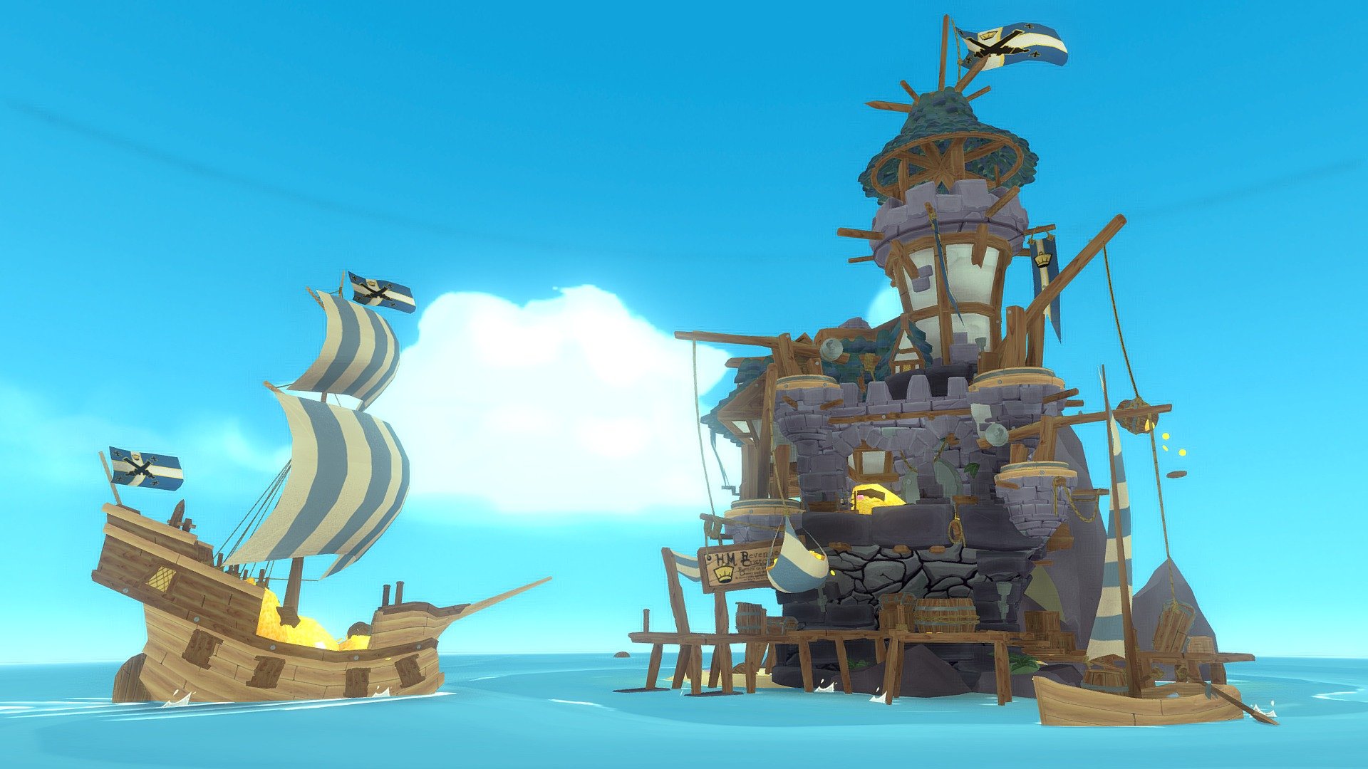 Hi there! 
I might still tweak some of it, but this is my final version of the Pirate or Royal navy island.
Hope you like it! Drop some of that feedback in the comments. I'll promise you that I'll use it &lt;3
Smash that like button and so, and take care :-* - Offshore Tax Haven But It's With Pirates - 3D model by WardDheer 3d model