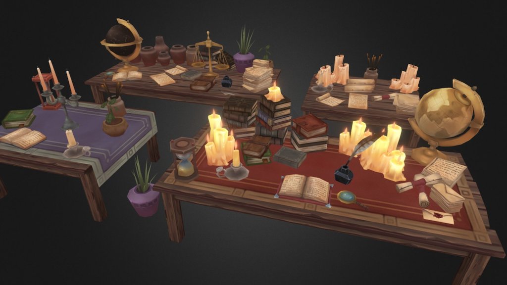 Fantasy table top props! All props share a single texture 3d model
