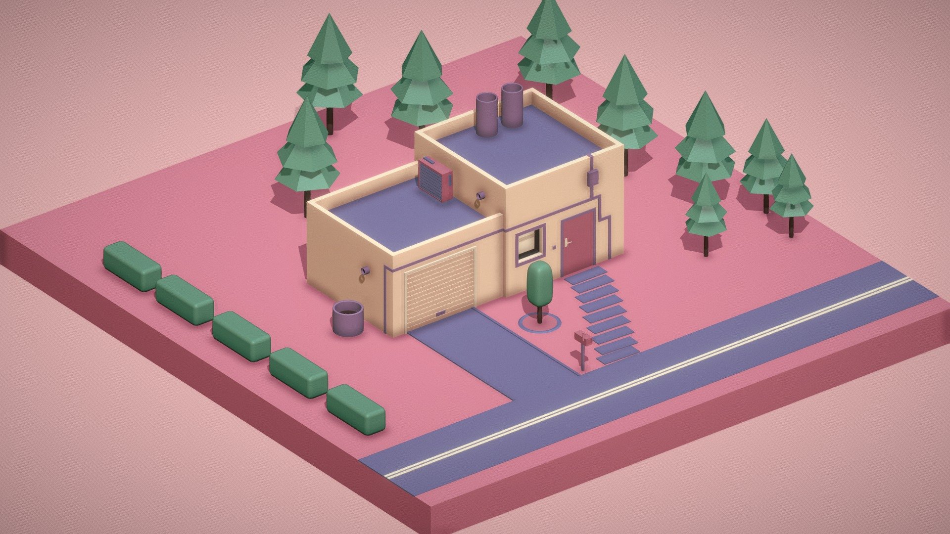 You can see the rendered result of this low-poly Isometric Scene  on my    - Lowpoly Isometric Scene - Buy Royalty Free 3D model by N1x 3d model