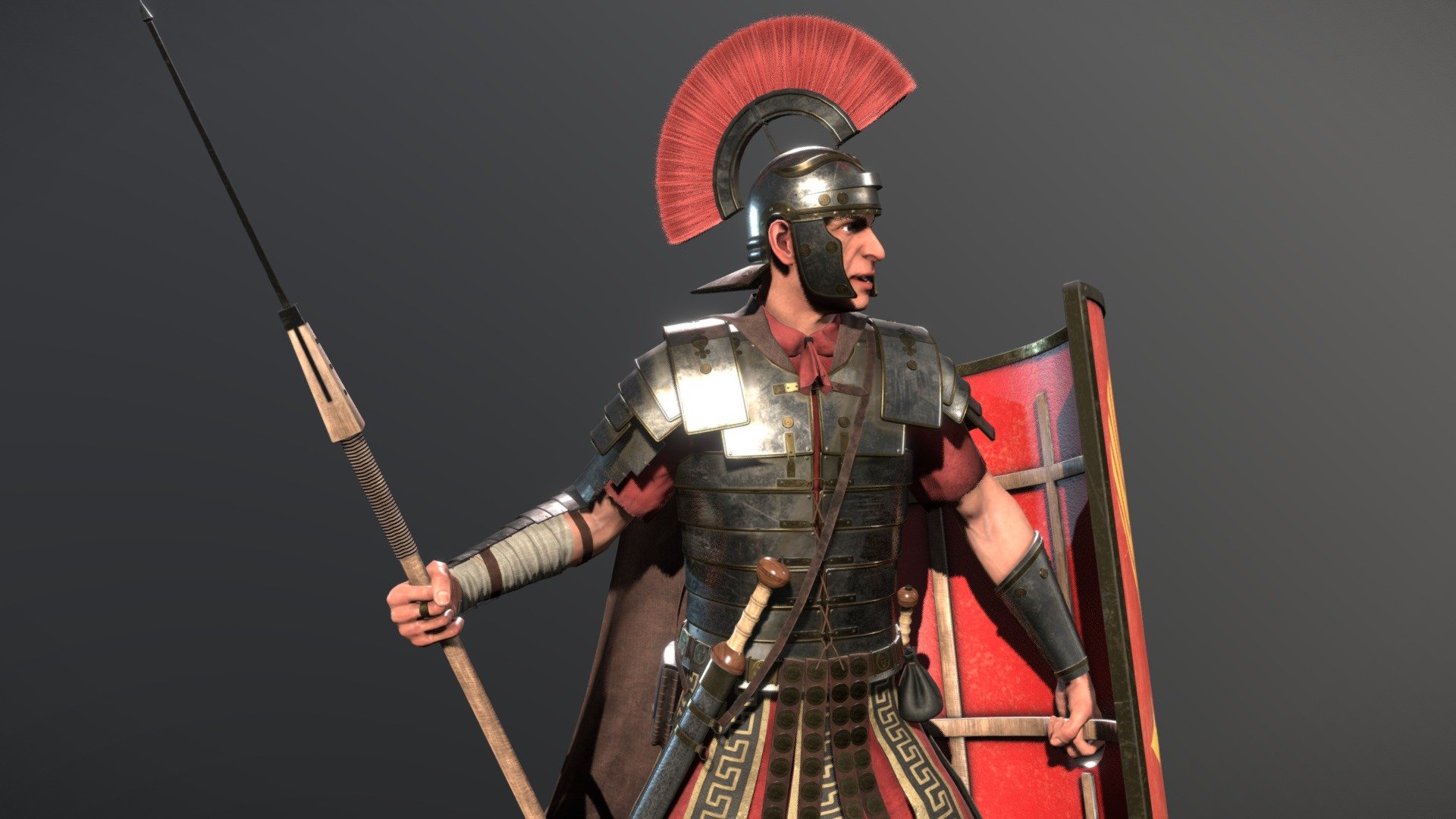Roman Optio, second in command to a Centurion. 

A personal piece I created to try and push my character creation skills. Created with Blender and Substance Painter.

Check out my Artstation for more renders, comments and critiques are welcome. Cheers!
https://www.artstation.com/artwork/3oEXnB - Optio - 3D model by Rob Allen (@roba) 3d model