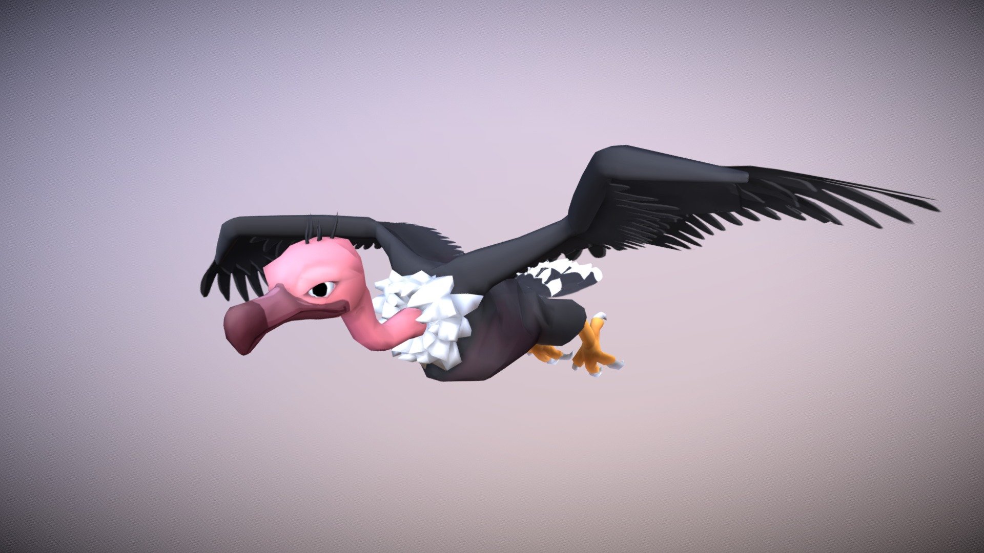 Stylized vulture, Animation, Lowpoly, optimized for game, VR, AR 3d model