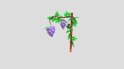 Grapevine vine, grape, lowpoly, stylized