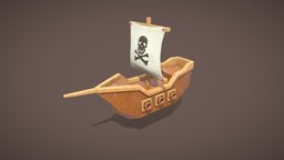 Wooden toy boat