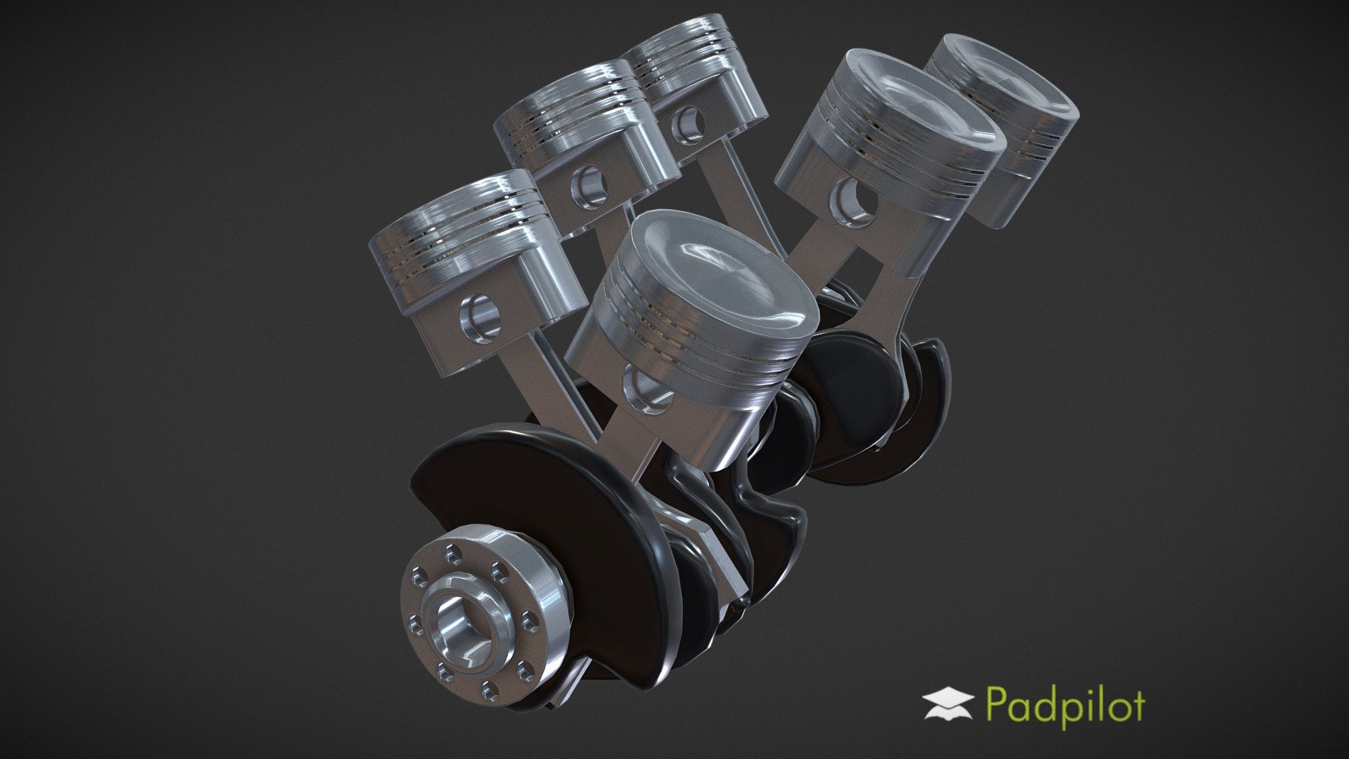 Animation of a typical V6 engine 3d model