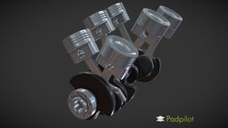 V6 Engine Animation pistons, crankshaft, engine, v6, 3dsmax, 3dsmaxpublisher, animation