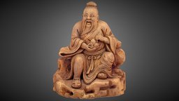 Chinese wooden figure. wooden, figure, antique, carving, asian, chinese, carved, realitycapture, wood