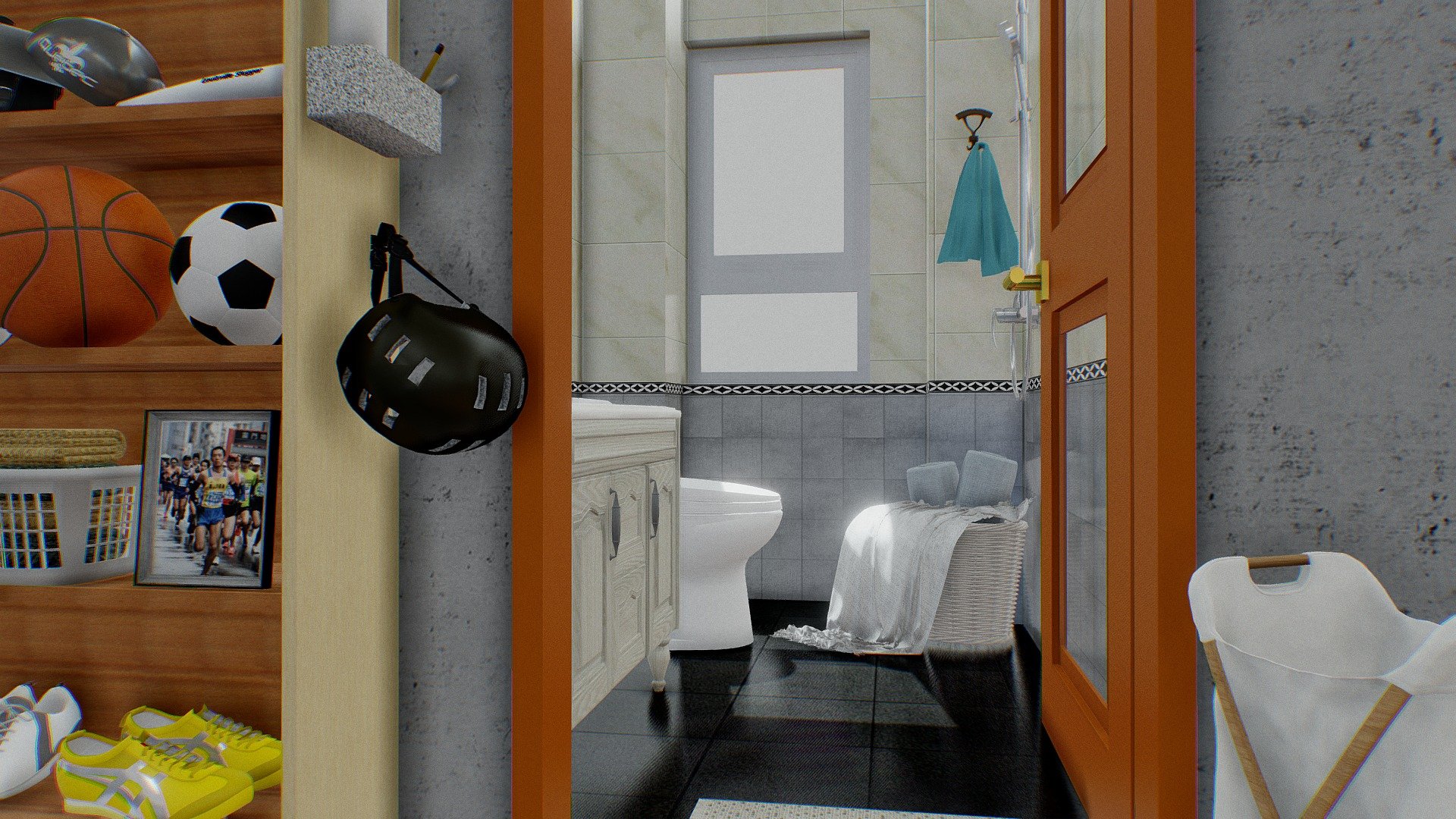 The bathroom is entirely my own creation 3d model