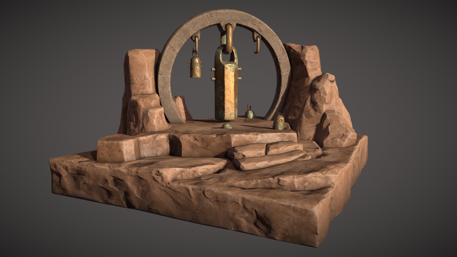 Small environment cutout sculpted in ZBrush. Critiques welcome! - Ancient Desert Shrine Environment - 3D model by Brennon Lowe (@brennonlowe) 3d model