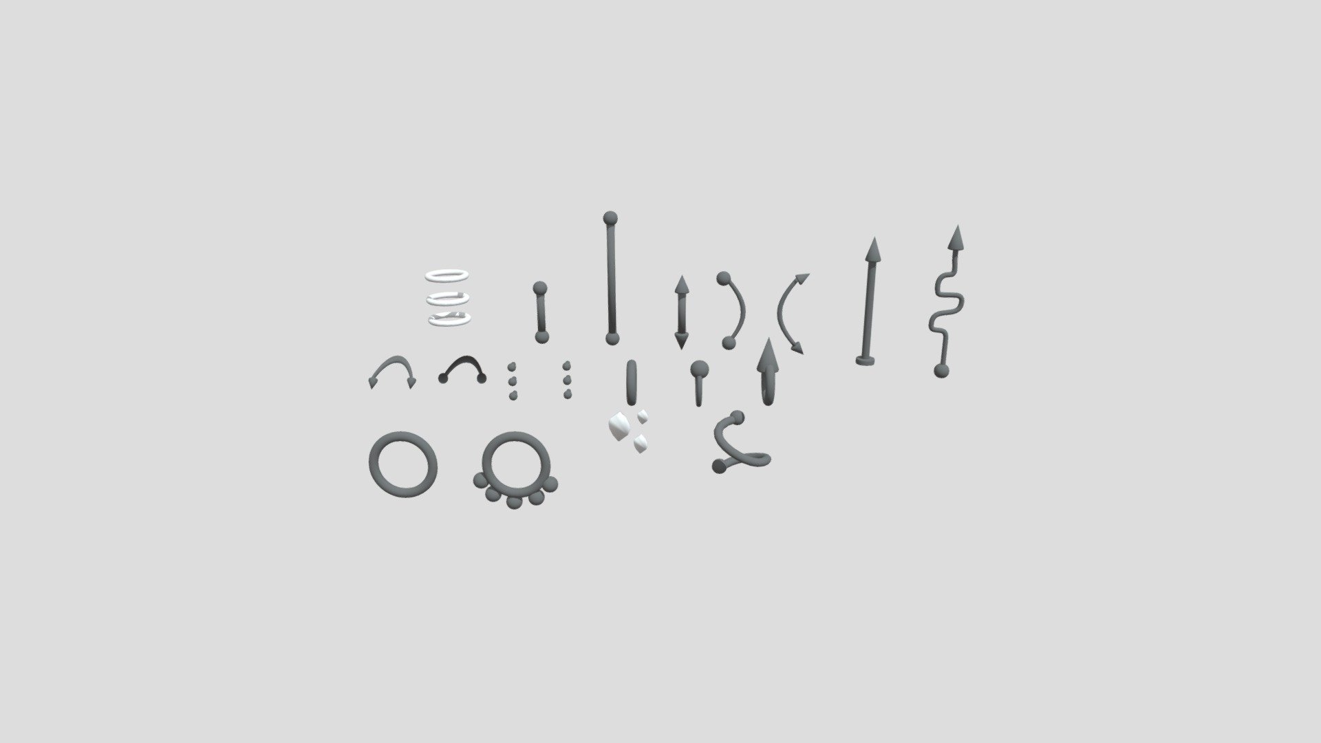 group of piercings and face accessories - Piercings - Download Free 3D model by mister_monopoly 3d model