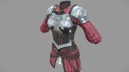 Female Knight Armour Top steampunk, armour, warrior, medieval, samurai, jacket, top, coat, metal, wear, pbr, low, poly, female, fantasy, shield, knight