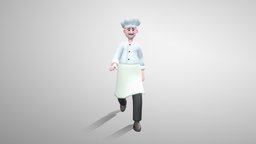 Stylized Man Cook games, unreal, cook, mixamo, kitchen, game-ready, cartoon, blender, cinema4d, male, rigged
