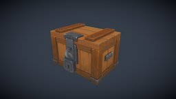 Wooden Chest chest, treasure, handpainted, lowpoly, animated