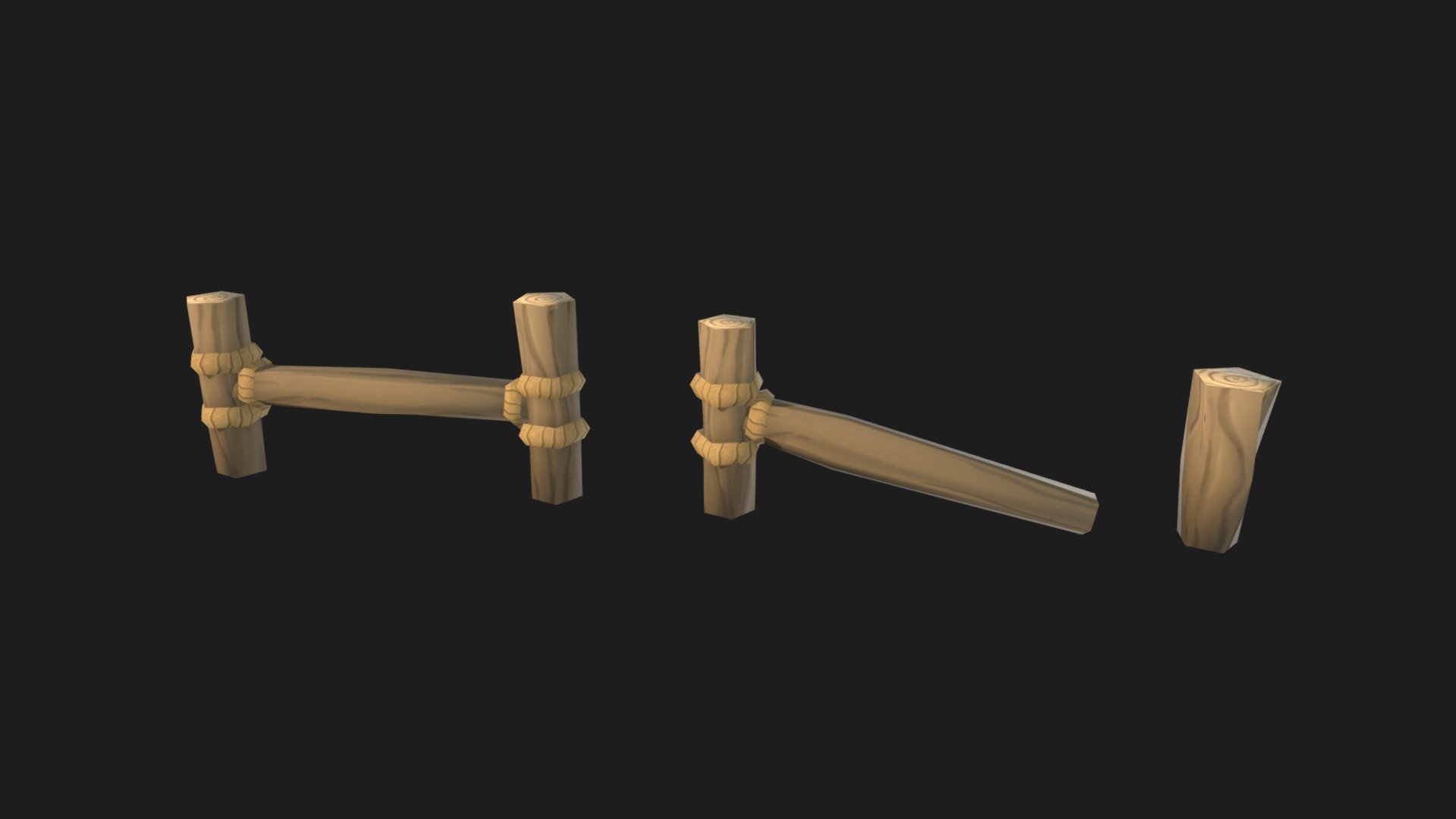 A modular wooden fence, heavily stylized, low poly and hand painted. I was trying to go for a &ldquo;World of Warcraft