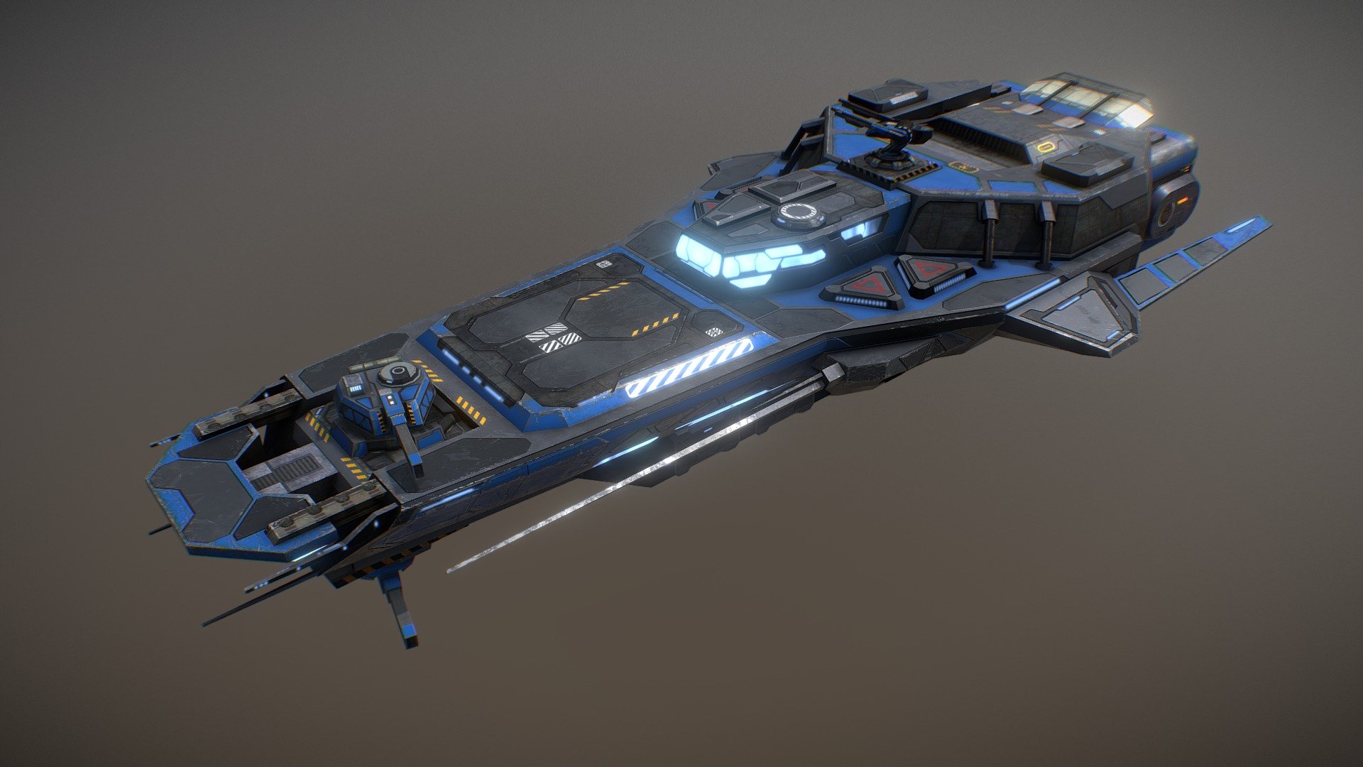 Praetor Gunship is a low poly optimized 3d asset perfect for real-time applications. All assets use include a Substance Material and multiple texture sets. Also contains 4 turret assets and 4 engine assets to further customize the ship.

Features:



Substance Materials to customize paint color, emission color and weathering level.



PBR textures (Albedo, Metallic, Metallic+Smoothness(A), Roughness. Illumination and AO)



4 Example texture sets: Pristine and Weathered, in blue and red colors.



4 engine assets



4 turret assets (components are separated for easy animating)


 - Praetor Gunship - 3D model by VattalusAssets 3d model