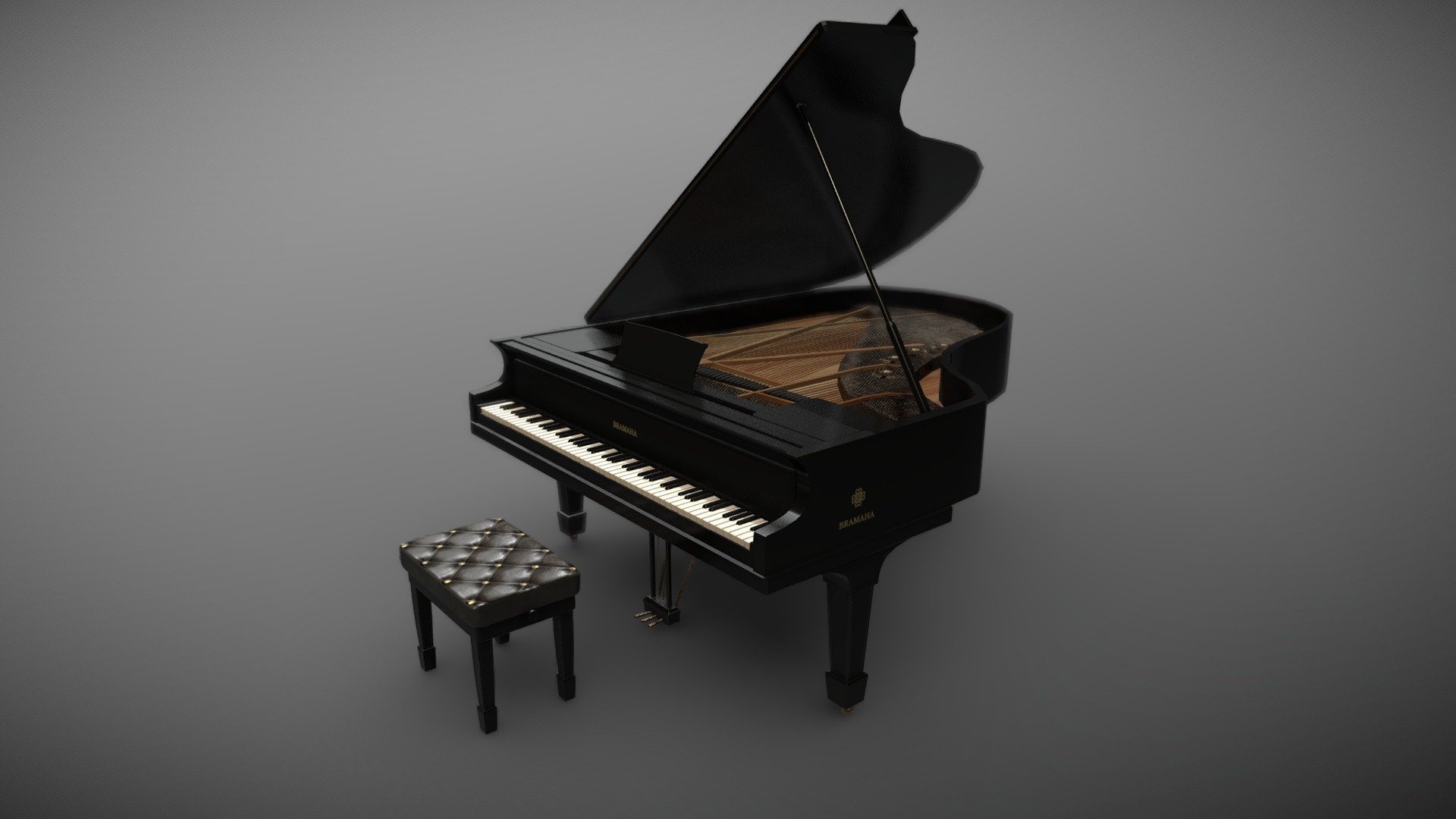 A low-poly grand piano made for use in my senior thesis project in Unreal Engine 4.

Made in Maya and textured in Adobe Substance Painter - Grand Piano and Stool - Buy Royalty Free 3D model by Okapiguy 3d model