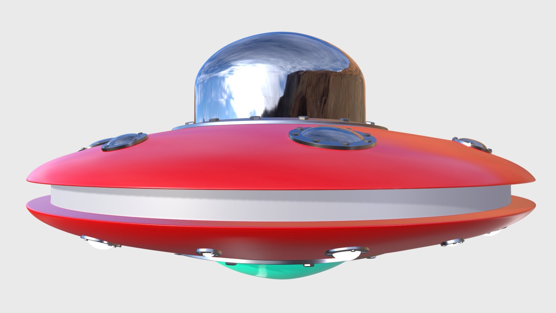 Low Poly UFO

Geometry:
Subdividable 

Textures/material:
Color materials used, no textures used, no unwrapping of uv's.

Render/Previews:
Rendered with Cycles, HDR used (Packed into the file).

Original file format:
.blend - Low Poly UFO - Buy Royalty Free 3D model by Nico van der Noll (@Nico.Van.Der.Noll) 3d model