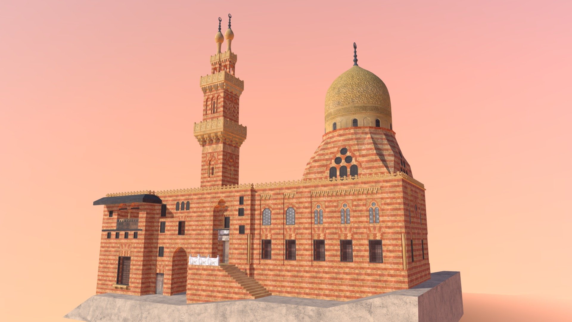Located in Cairo, Egypt, Historical Mosque Frome the The Mamluk State. also it is Printed on the 200 Egyption pound pill 3d model