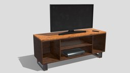 TV Table (Realistic Furniture) tv, dvd, play, furniture, table, tutorial, 3d, blender, model, ryanking, ryankingart