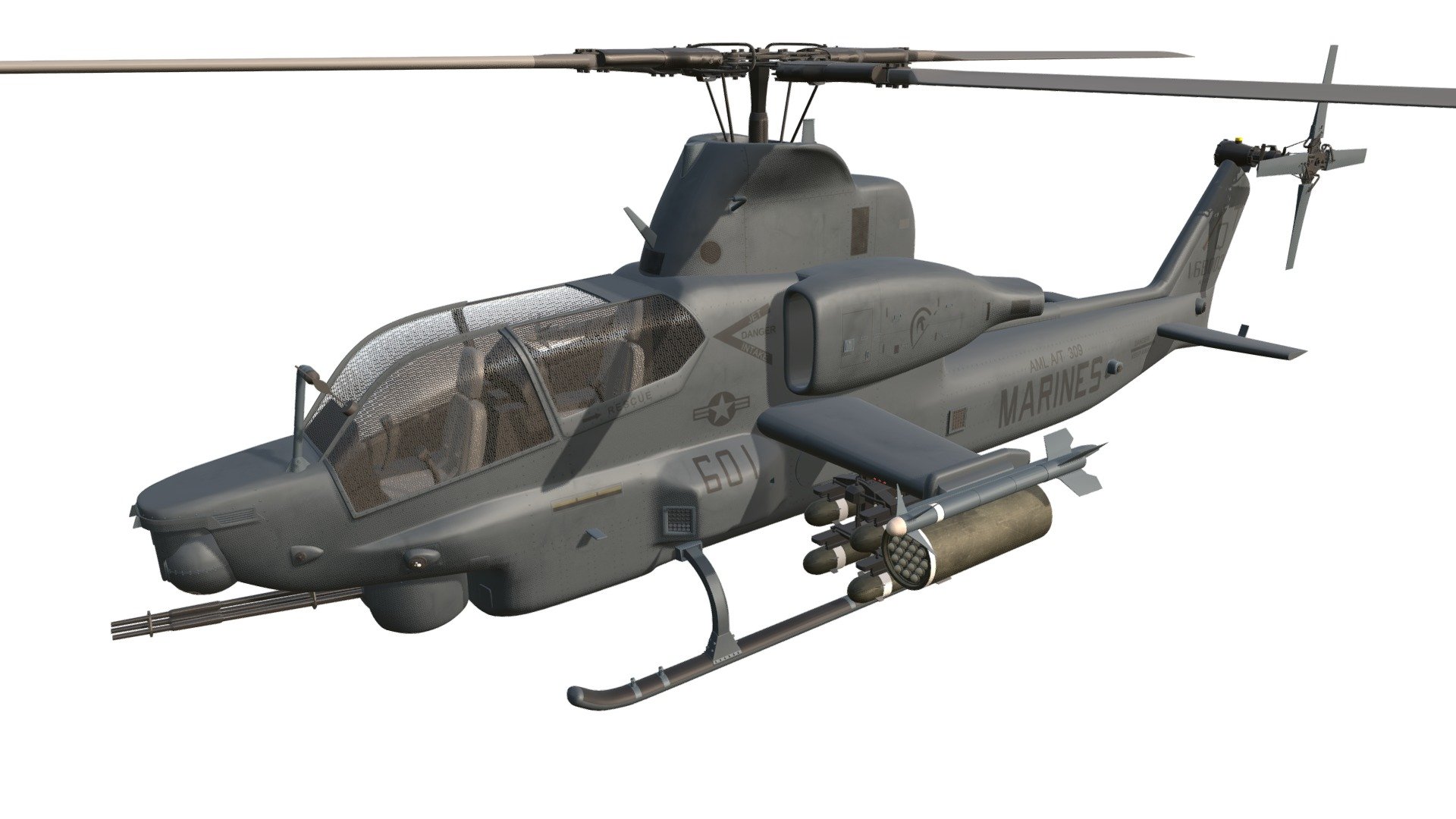 Detailed 3d model of Bell AH-1Z Viper attack helicopter 3d model