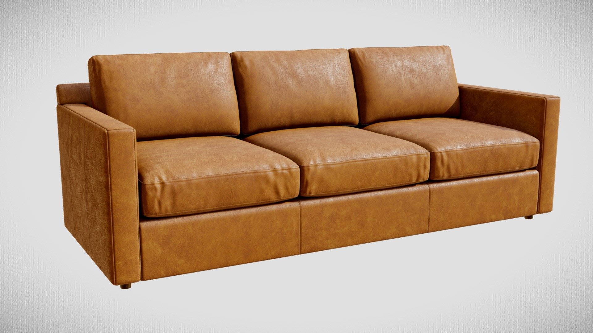 High-quality 3d model of a Crete and Barrel Barrett II Leather 3 Seat Sofa.

Original: https://www.crateandbarrel.com/barrett-ii-leather-3-seat-sofa/s271677

Formats:
3dsMax 2014 V-ray and standard materials
FBX V-ray and standard materials
OBJ standard materials

18031 polygons
18364 vertices - Crate&Barrel Barrett II Sofa - Buy Royalty Free 3D model by 3detto 3d model