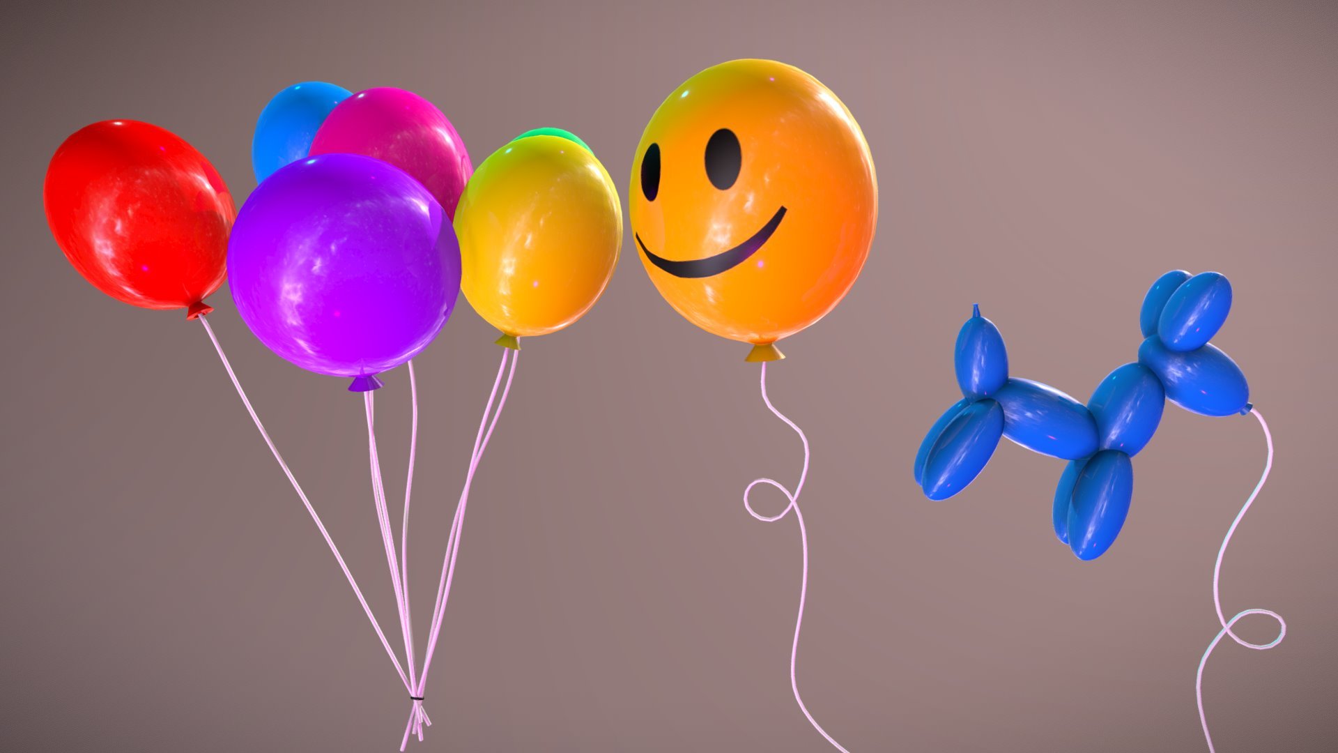 Some of my balloon models for a second year carnival environment project! - Balloons - 3D model by SianBoyle 3d model