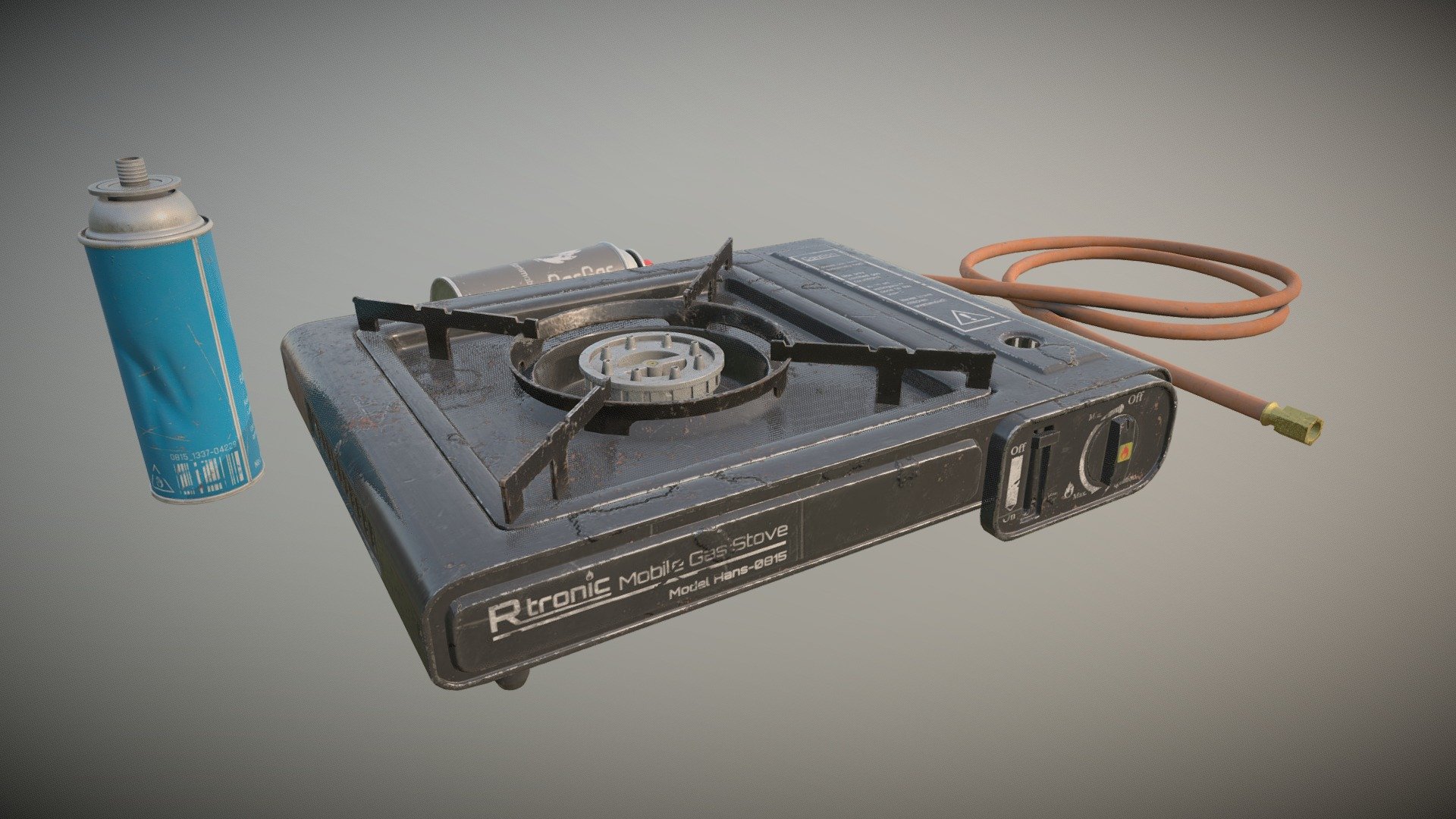Old and dusty gas stove found in a mancave under a few boxes 3d model
