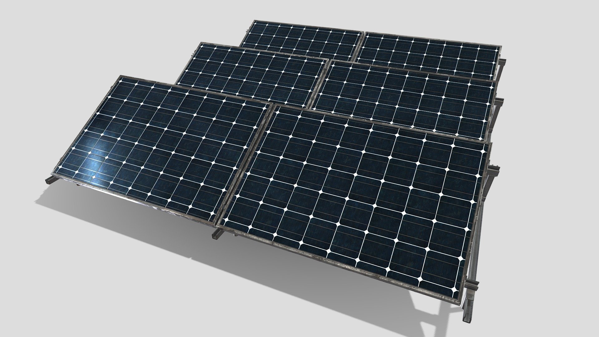 Detailed Description Info:

Model: Solar Panels Media Type: 3D Model Geometry: Quads/Tris Polygon Count: 20049 Vertice Count: 17076 Textures: Yes Materials: Yes Rigged: No Animated: No UV Mapped: Yes Unwrapped UV’s: Yes Non Overlapping - Solar Panels - Buy Royalty Free 3D model by studio lab (@leonlabyk) 3d model