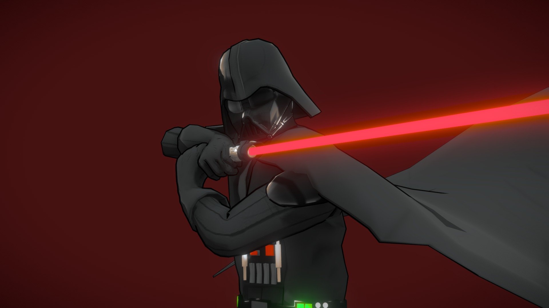 This is a 3D Model of Darth Vader, from Star Wars, created from the ground up, this model is roughly based on the Rebels cartoon version but taking some liberties and trying to make it an anime type of model., using a cell shaded look.

It contains 2 posible versions, one for Rigging and the other one 3D Printing.
This model is part of a yearly collection of 3D Fan Characters I'm doing, this is part of Month 3 of said collection, if you want to check out the timelapse of this model or even see the other characters I'll be making, you can do so in my social media!

Timelapse: https://www.youtube.com/watch?v=bIvINdAD0pw

Rigged Version Features

This version contains the Model, Textures and obviously the rig (duh). Aswell as Vader's Lightsaber as his weapon. More details will be in a PDF of this version.

Download the Additional File for the complete version and instructions

3D Printable Version

If you wish to buy the 3D Printable version, you can do here.

https://skfb.ly/o8tTM - Darth Vader (Star Wars) - Rigged - Buy Royalty Free 3D model by maisth 3d model