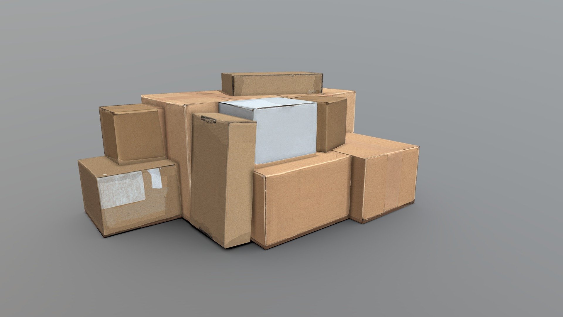 Cardboard boxes stacked together- Low poly model 3d model