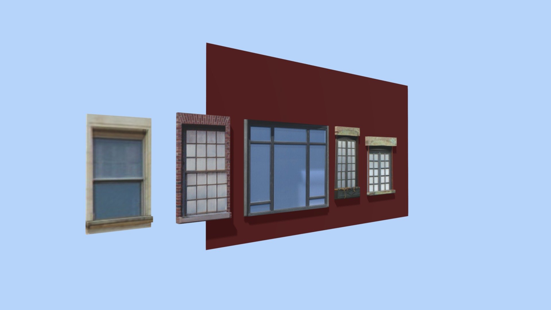 Random low poly windows I made for one of my projects - Windows - Download Free 3D model by sumitmangela 3d model