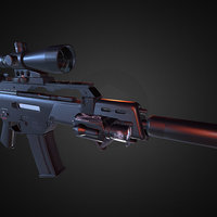 G36C Carbine Rifle rifle, scope, g36c, carbine, surpressor, low-poly, asset, game