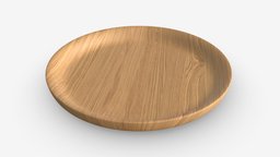 Wooden tray round food, empty, wooden, plate, rustic, dish, table, tray, round, kitchen, cooking, tableware, dishware, 3d, pbr, wood