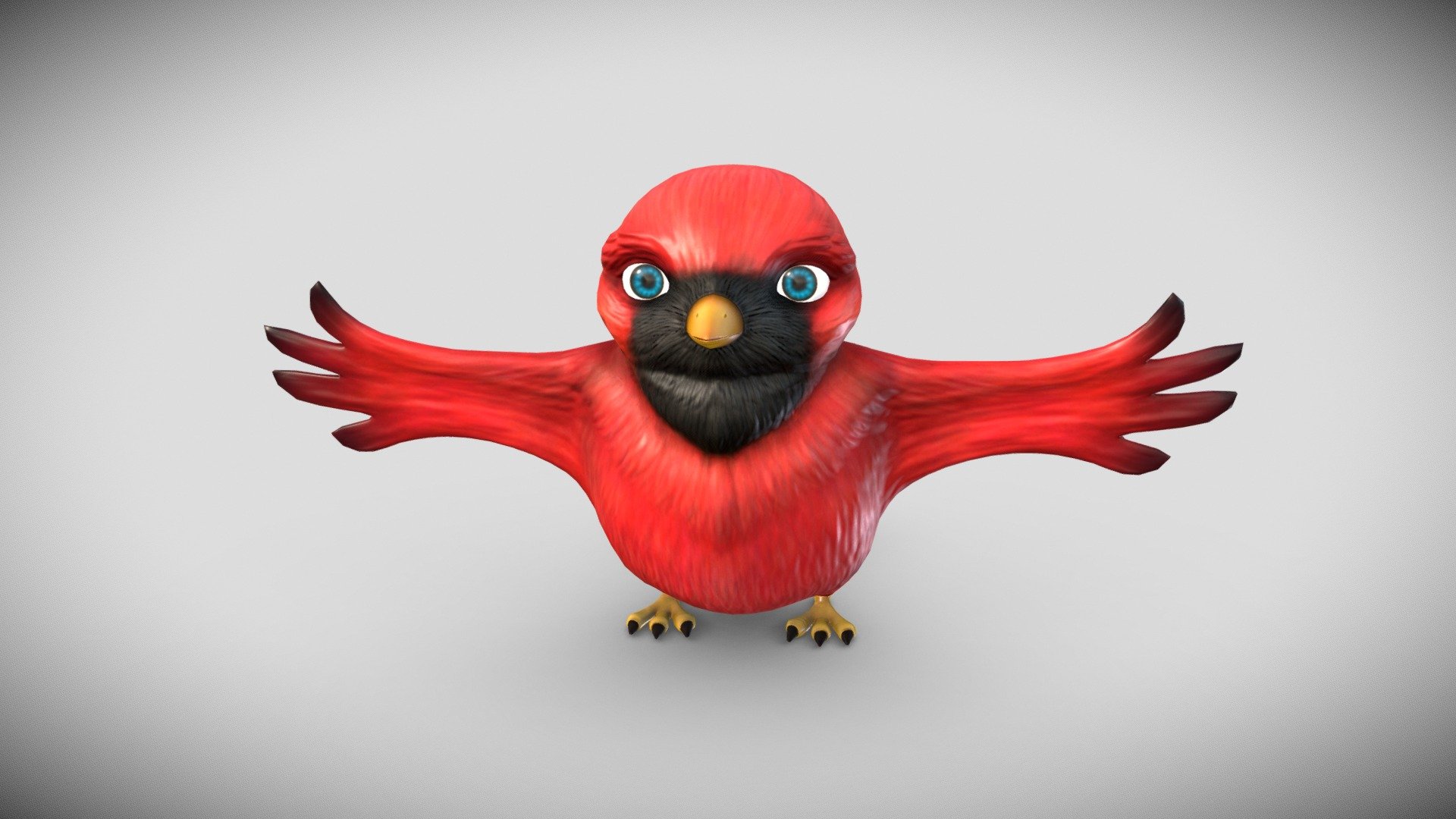 A cartoony Cardinal bird model with textures.

Color, Specular/Gloss, Normal, And Occlusion maps included (2048).

Collada, FBX, and OBJ formats included 3d model