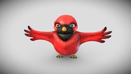 Cartoon Cardinal toon, cute, bird, fat, beak, feather, avian, cardinal, cartoon, fly, animal, wing