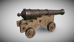 Cannon from the end of the seventeenth century cannon, oldcannon, lowpoly, gameready