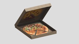 Frozen Pizza Low Poly PBR Realistic food, cafe, restaurant, olive, dinner, cook, fast, dish, vr, ar, italian, mushrooms, eat, bistro, pizza, lunch, tomato, cheese, vegetable, miscellaneous, pepper, paste, asset, game