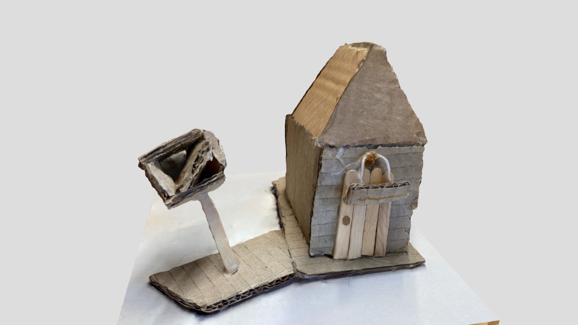 Small cardboard house with mailbox, built by a friend as a present for my daughters birthday. Had to scan it because it is so iconic 3d model
