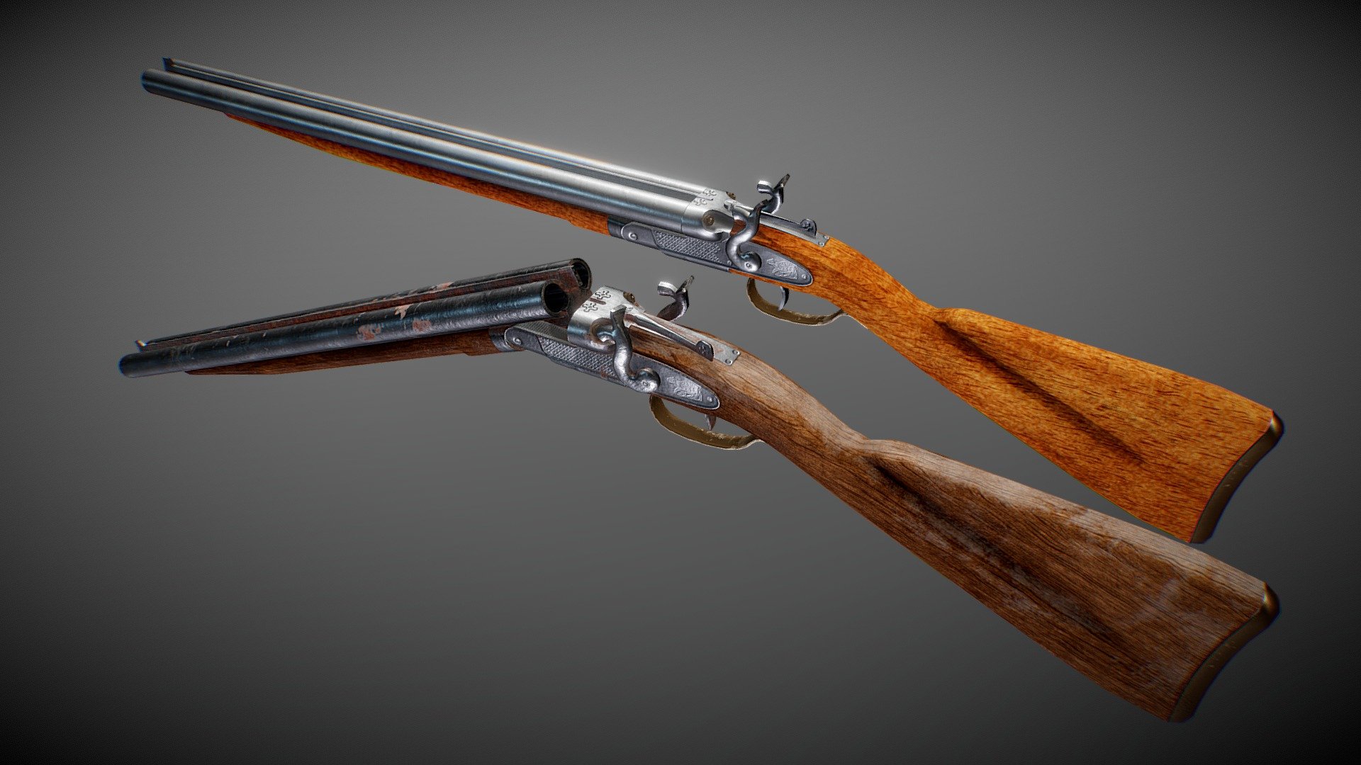 Customized double-barreled shotgun model.
Inspired by an old shotgun model from the late 17th century manufactured in France, with modifications and updates to be used in the &ldquo;Inconfidencia Mineira (pt-br)