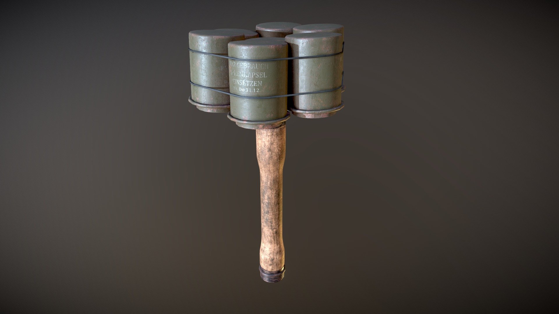 German Nazi M24 Stielhandgrenate Stick Grenade With Anti Tank





100% quad design.




Consists of the stick grenade model and anti tank model to be used together with the stick grenade model.




Both Objects have their own UV map and texture sets, and the Stick grenade can be used completely independently from the AntiTank model.




All Textures created in Substance Painter and exported in 4K PBR formats.




Includes textures for rough/met and gloss/spec workflows




Logically named objects, materials and textures.




Modelled in Blender 2.90.1




Textured in Substance Painter 2020.2.1.




Rendered in Marmoset Toolbag 3.




modelled to real world scales (Metric).




Fully and efficiently UV unwrapped.




Game ready.




Subdivision ready as shown in renders.




Tested in Marmoset Viewer, Marmoset Toolbag, EEVEE and Cycles.



Formats included

.Blend - Native
.FBX
.OBJ
.DAE

Poly Counts combined




Face count:       5246

Vert count:       5490

Edges:        10715

Triangulated count:   10492
 - Nazi M24 Steilhandgrenate Stick Grenade - Buy Royalty Free 3D model by PBR3D 3d model