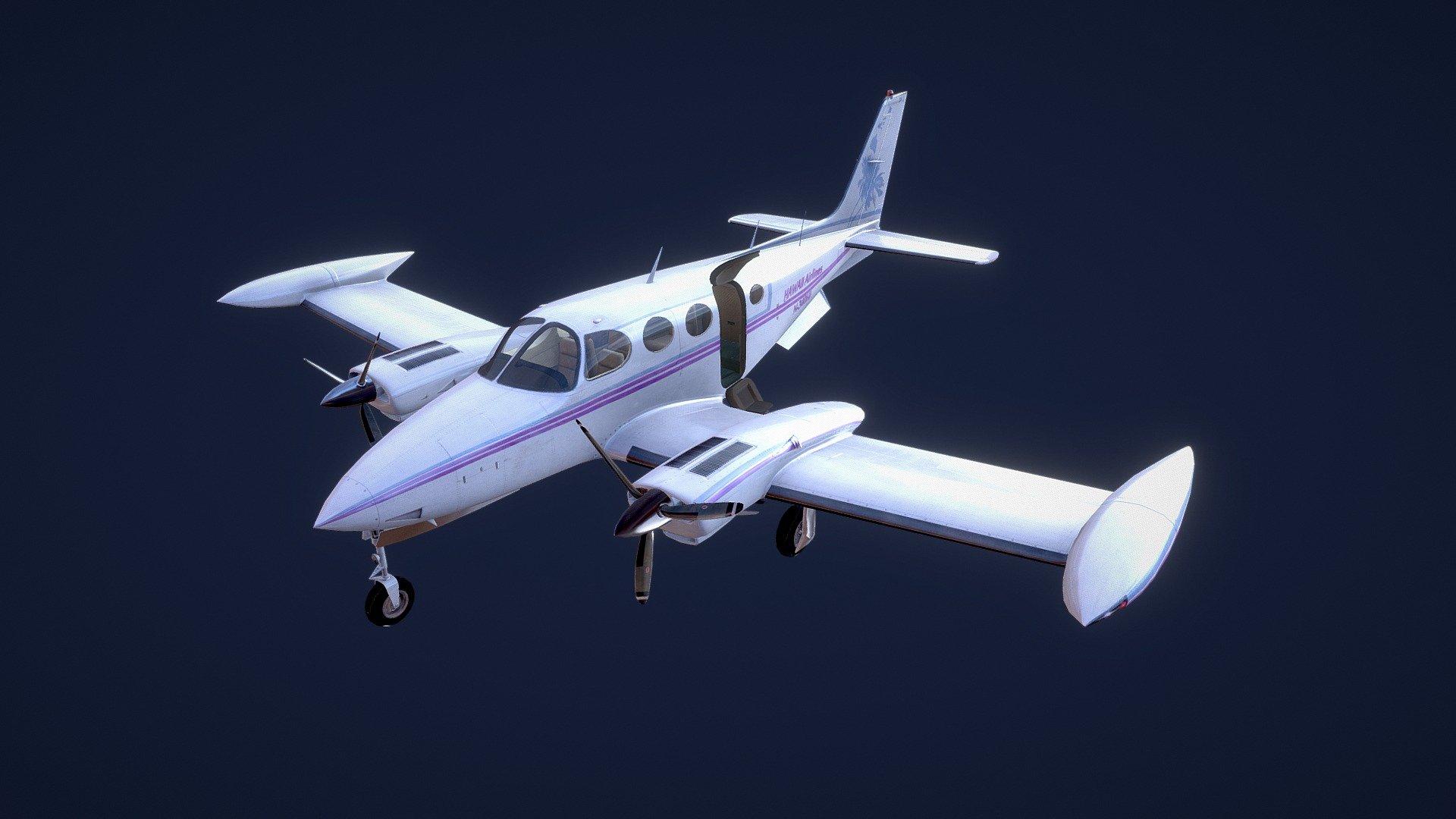 Cessna 340 Low Poly, PBR game-ready model with textures.

Modeling 3ds max, zbrush, texturing PS and Substance Painter. 
Exterior uses full set of textures: albedo, gloss, normal etc. but interior was restricted to diffuse map only 3d model