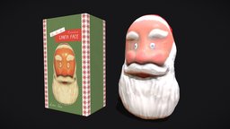 Vintage Santa Mask and Box face, santa, toys, christmas, box, mask, decorations, gifts