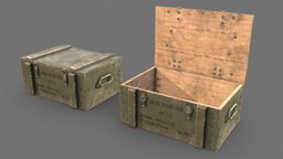 Military Crate crate, wooden, ammo, box, substancepainter, substance, military, container